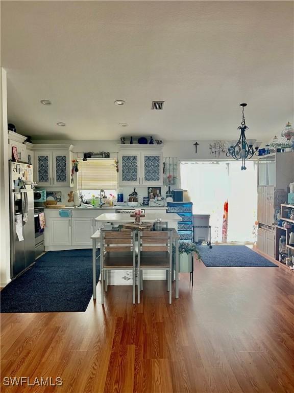 dining room with light wood-type flooring