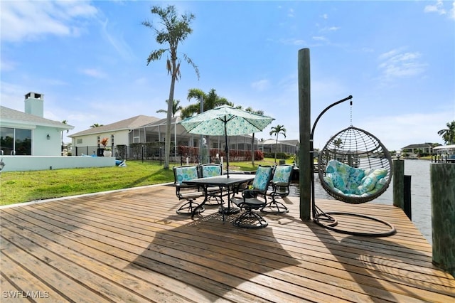 deck with a lawn