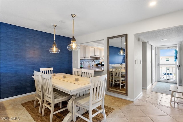 tiled dining space with sink