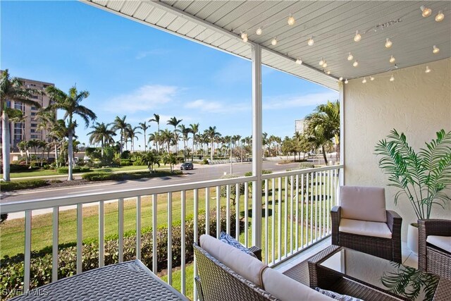 balcony featuring an outdoor living space