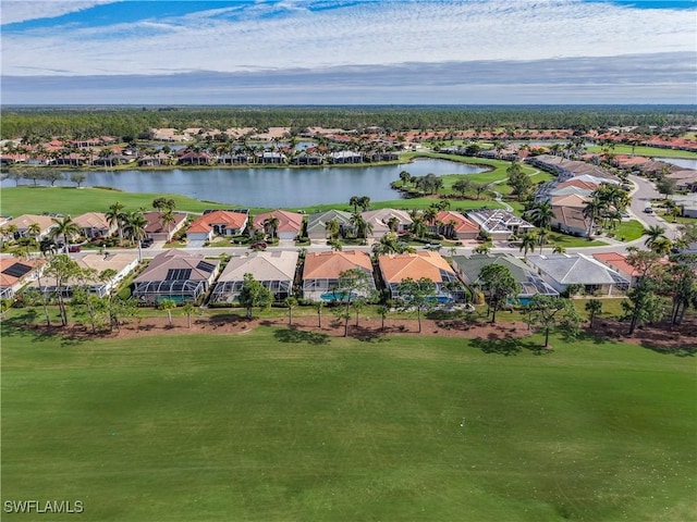 bird's eye view featuring a water view