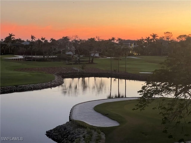 view of home's community with a water view