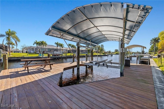 dock area featuring a water view