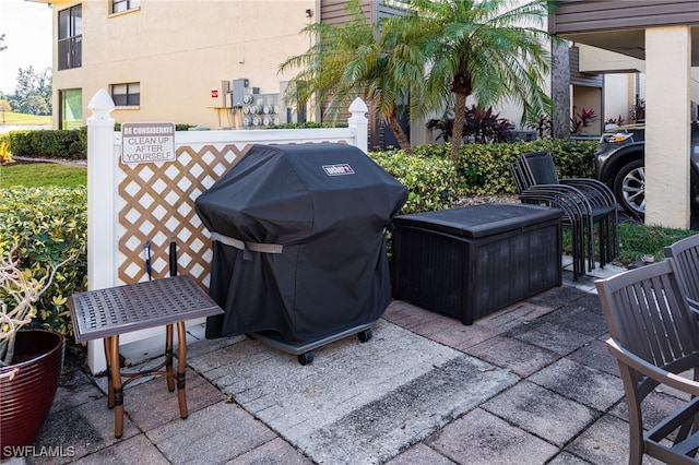 view of patio with a grill