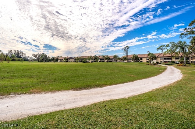 view of property's community with a yard