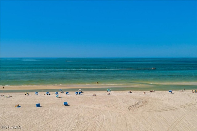 property view of water featuring a view of the beach