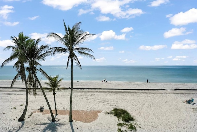 view of water feature featuring a beach view