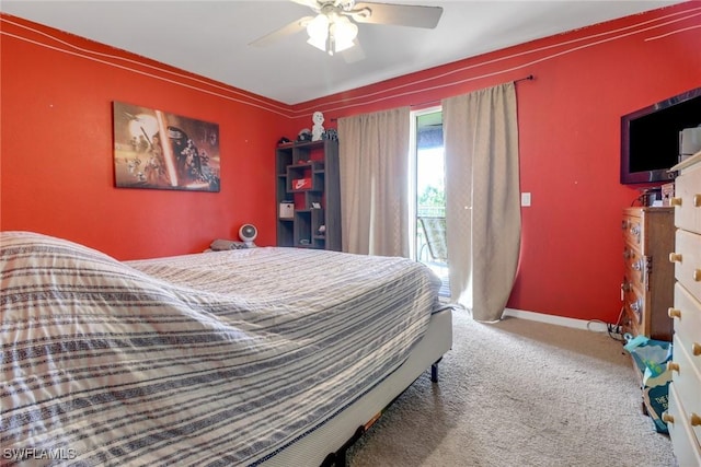 13380 Hampton Park Ct, Fort Myers, FL 33913 - bedroom with carpet, a ceiling fan, baseboards, and access to exterior