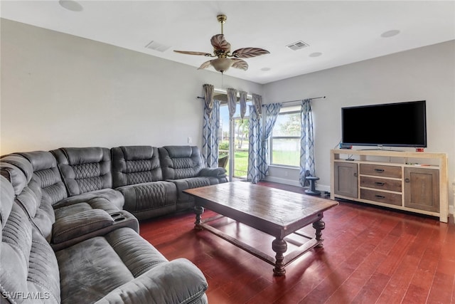 13380 Hampton Park Ct, Fort Myers, FL 33913 - living area with a ceiling fan, wood finished floors, and baseboards