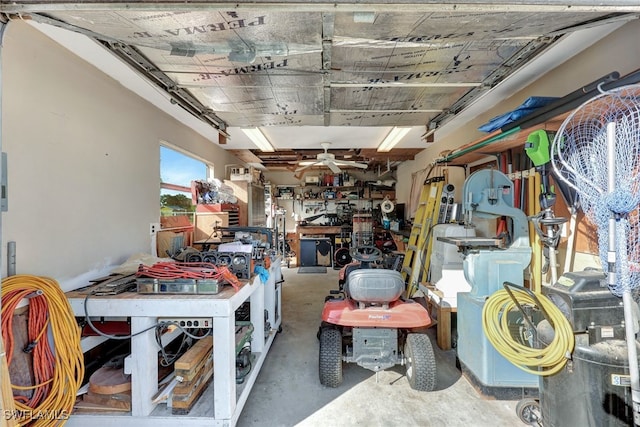 storage featuring ceiling fan