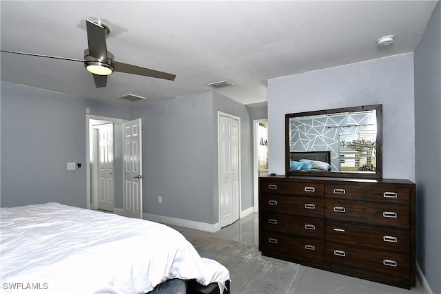 bedroom featuring ceiling fan