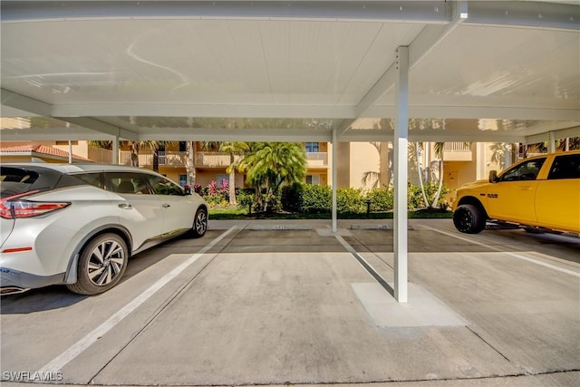 garage with a carport