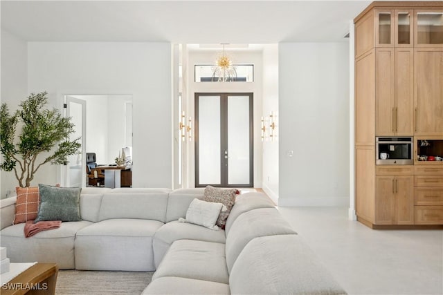 living room featuring french doors