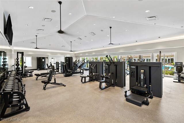 4751 W Bay Blvd Unit 2002, Estero, FL 33928 - exercise room with ornamental molding and visible vents