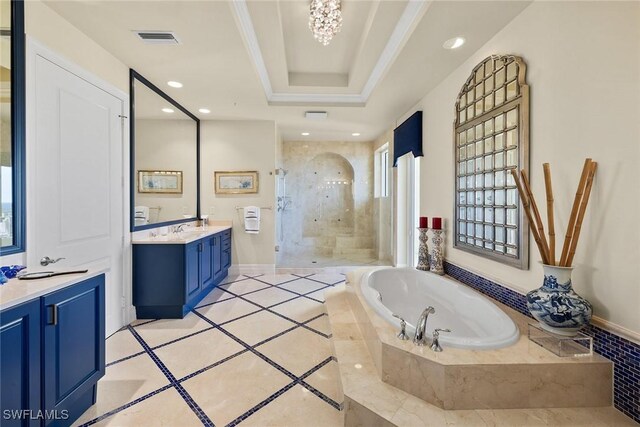 4751 W Bay Blvd Unit 2002, Estero, FL 33928 - full bathroom with tiled shower, tile patterned floors, a bath, vanity, and visible vents