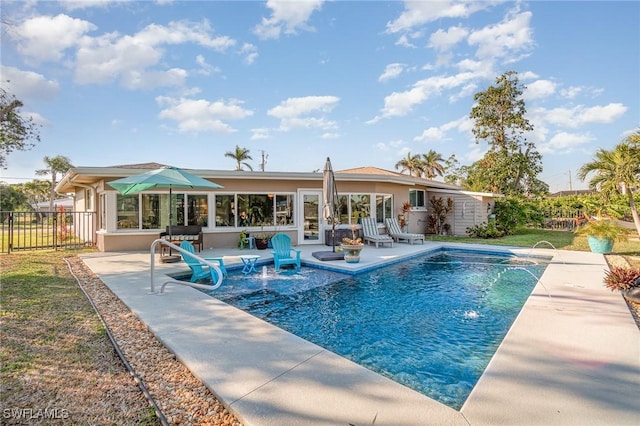 view of pool featuring a patio area and pool water feature