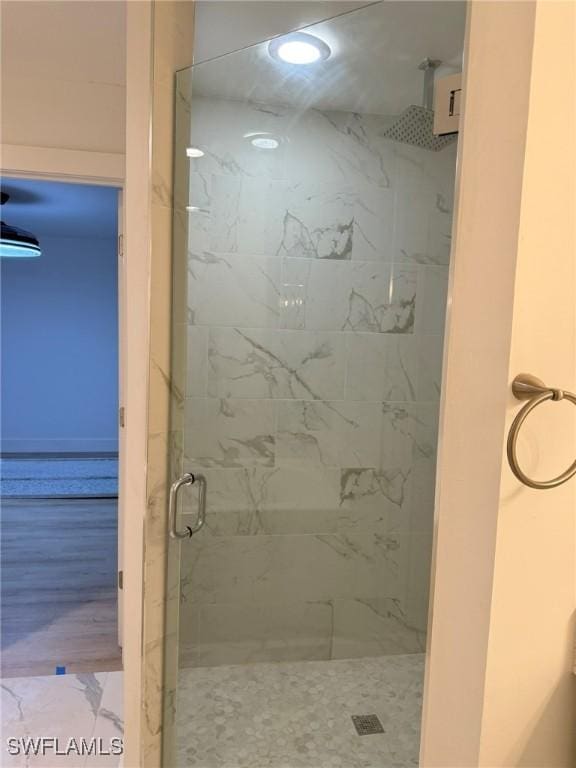 bathroom featuring walk in shower