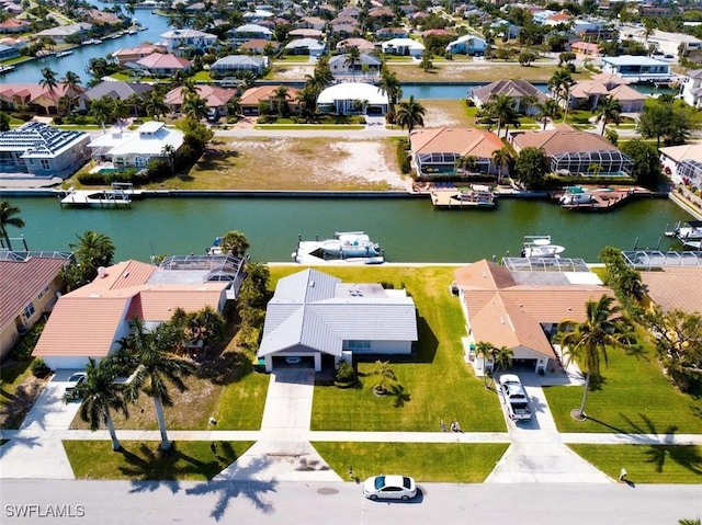 bird's eye view featuring a water view