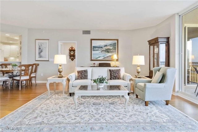 living room featuring hardwood / wood-style flooring