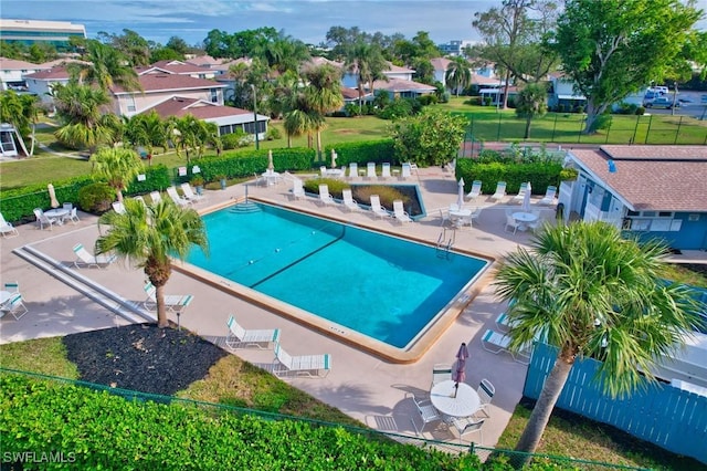 view of pool featuring a patio area