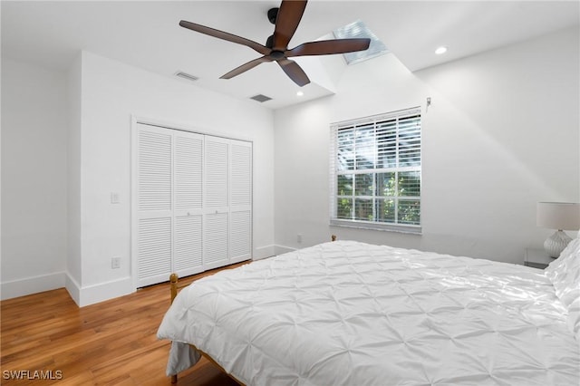 4090 W Gulf Dr, Sanibel, FL 33957 - bedroom with visible vents, baseboards, recessed lighting, wood finished floors, and a closet