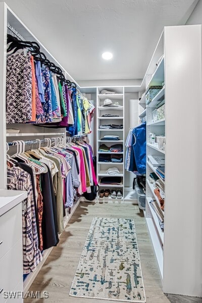 spacious closet with light wood-type flooring