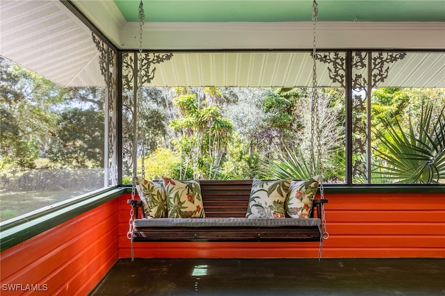 view of unfurnished sunroom