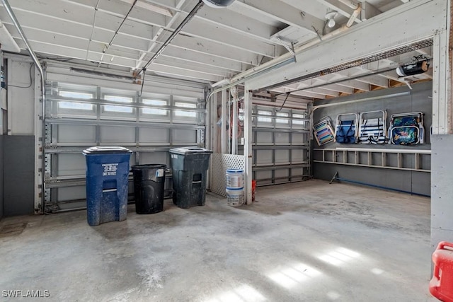 garage with a garage door opener