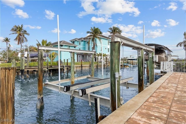 dock area featuring a water view