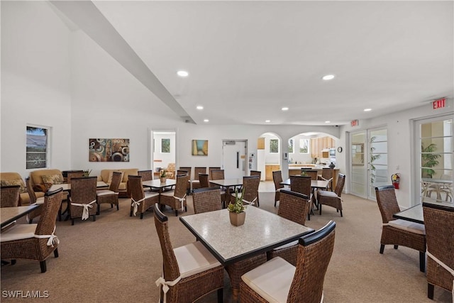 view of carpeted dining room