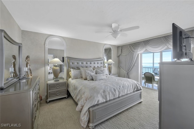 1020 S Collier Blvd Unit 203, Marco Island, FL 34145 - bedroom with access to outside, a ceiling fan, and carpet flooring