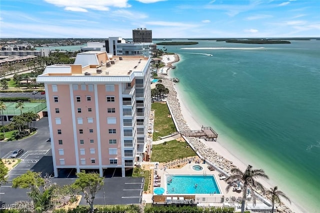 1020 S Collier Blvd Unit 203, Marco Island, FL 34145 - drone / aerial view with a view of the beach and a water view