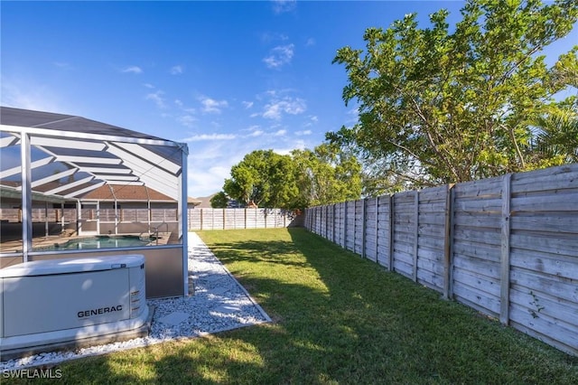 view of yard featuring a lanai