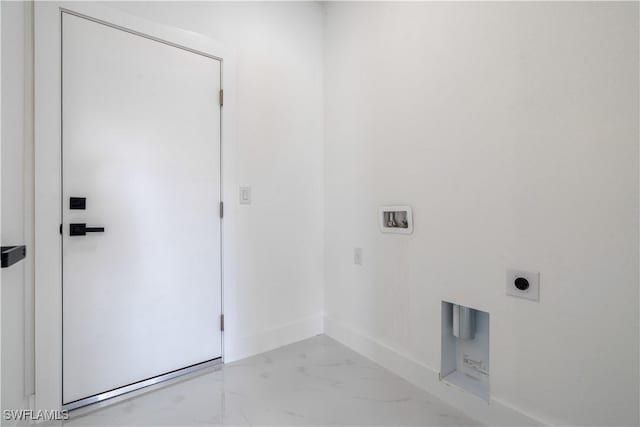 clothes washing area featuring electric dryer hookup and washer hookup