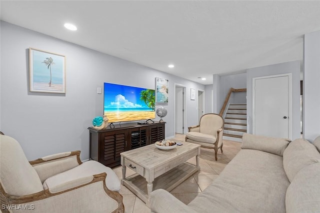 view of tiled living room