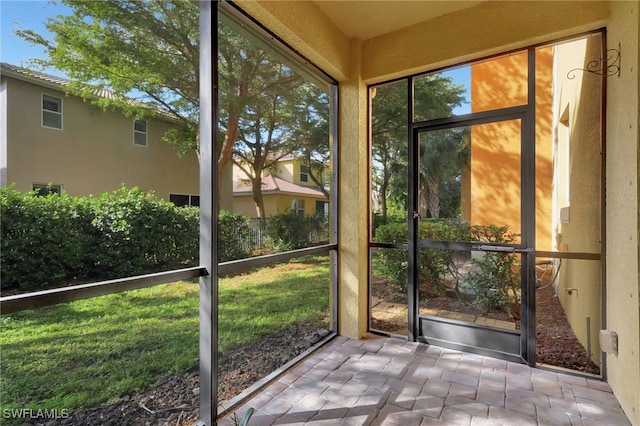 view of unfurnished sunroom