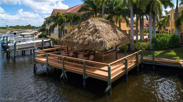 view of dock featuring a water view