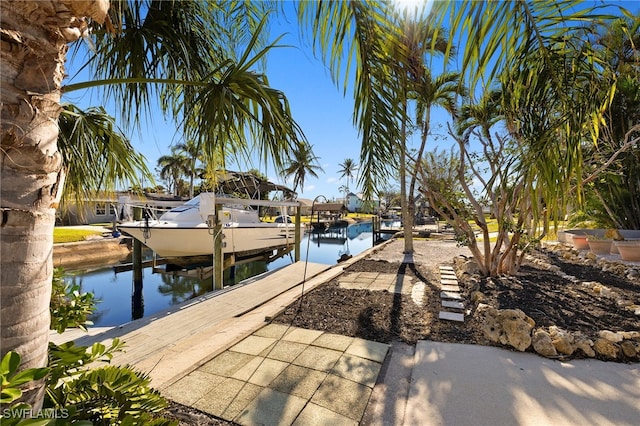 dock area featuring a water view