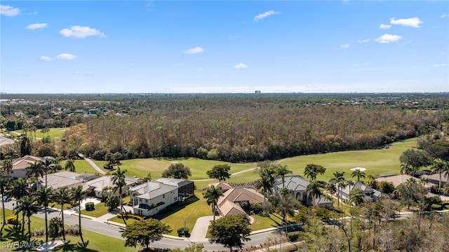 birds eye view of property featuring view of golf course and a residential view