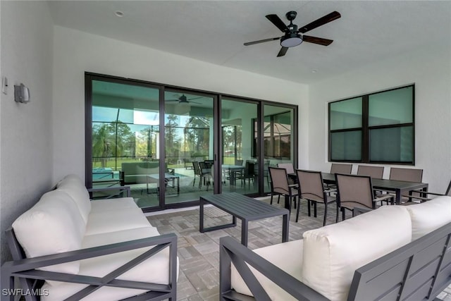 view of patio / terrace with outdoor lounge area and ceiling fan