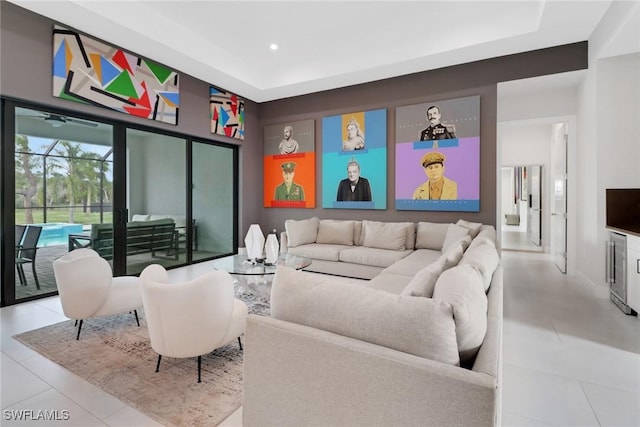 view of tiled living room