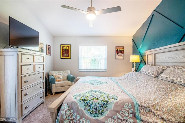 carpeted bedroom featuring a ceiling fan