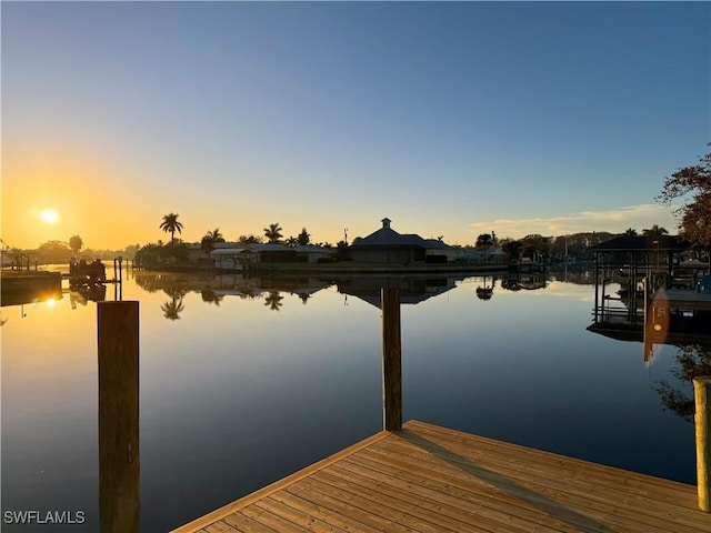 dock area featuring a water view