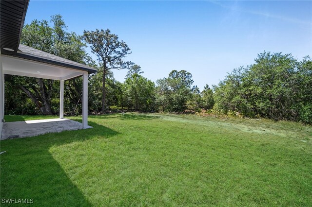 view of grassy yard featuring a patio