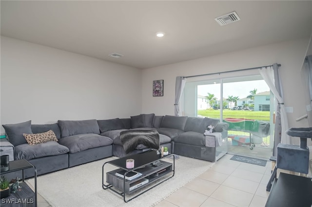 view of tiled living room