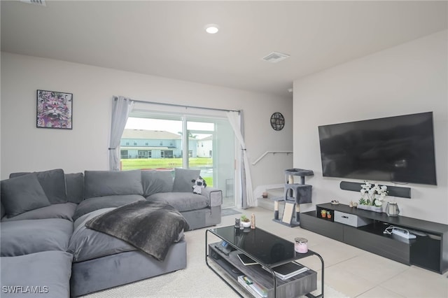 view of tiled living room