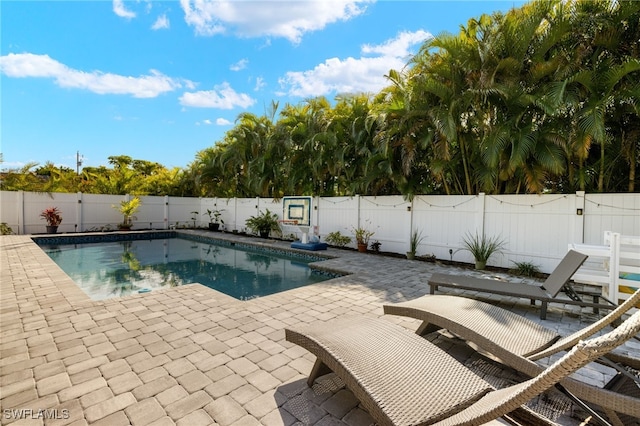 view of swimming pool featuring a patio