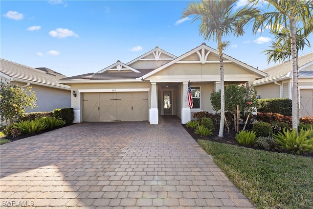 view of front of house with a garage