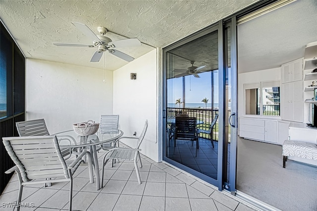 balcony with ceiling fan