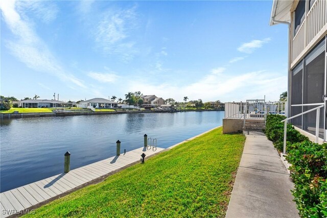 water view featuring a dock